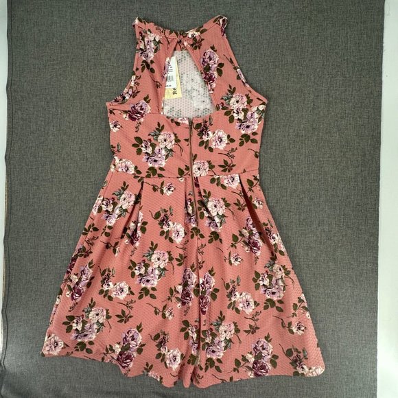 Rewind Floral Skater Dress Medium Sleeveless Pleated Peachy Color Brand New - Picture 11 of 15